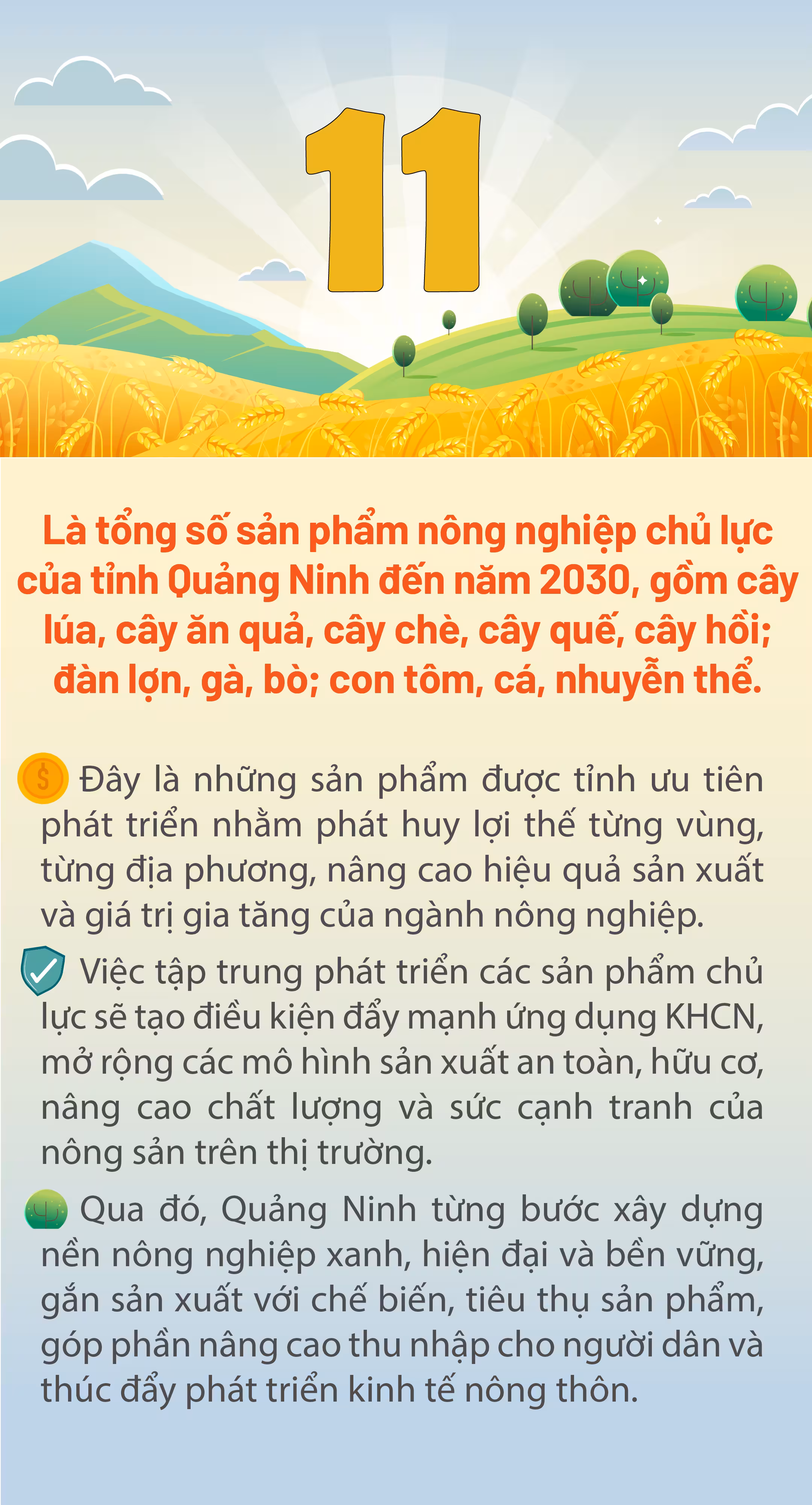 Chiến lược phát triển 11 sản phẩm nông nghiệp chủ lực tại Quảng Ninh đến năm 2030